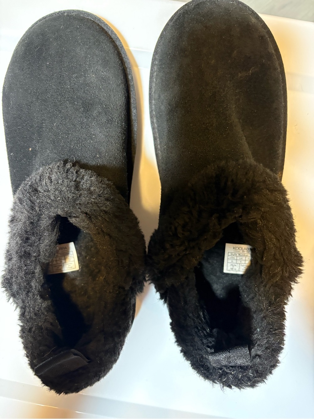 Koolaburra Black Plush Fleece-Lined Slip-On Women’s Slippers